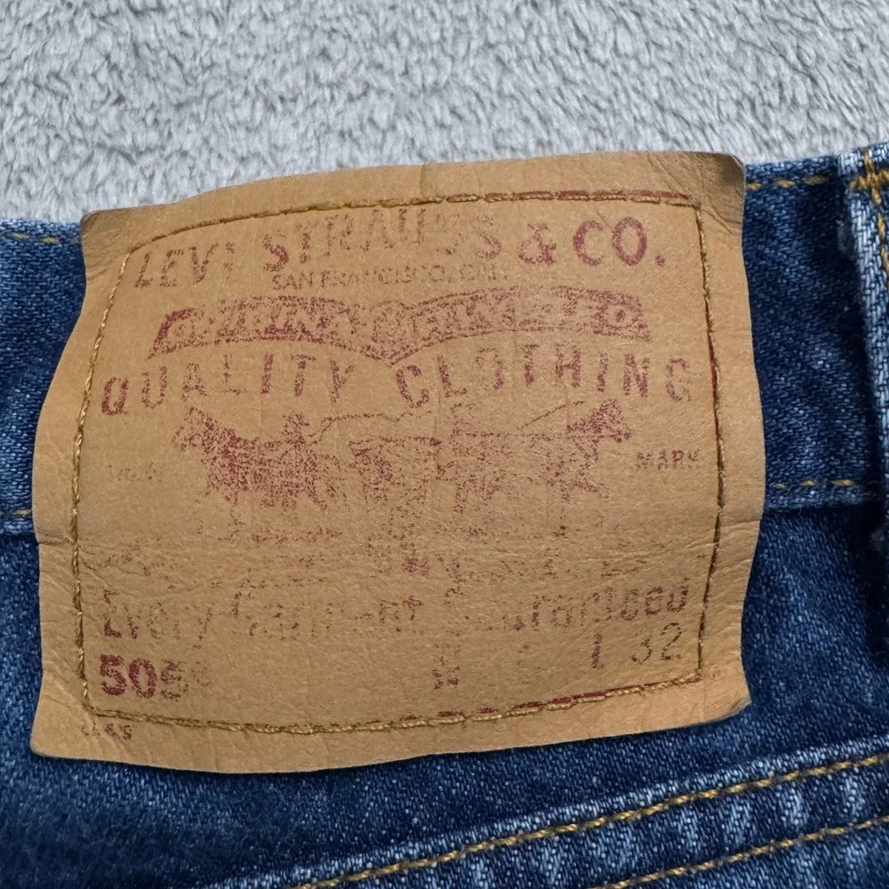 Levi's 505‎ Mens Jeans Tag Size W36 L32 Regular Fit Straight Leg Dark Wash Denim